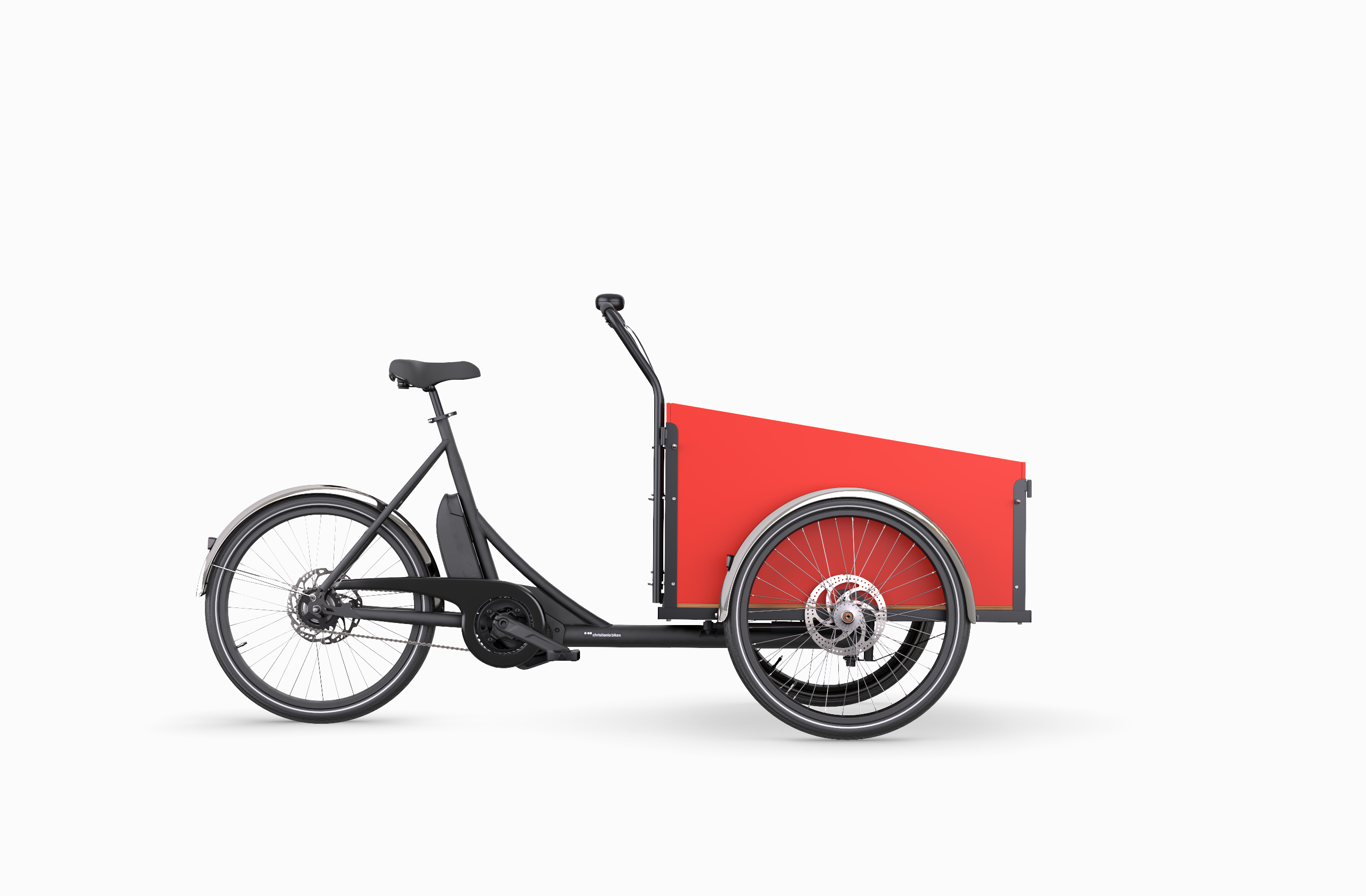 MidDrive bike with Red Cargo Box