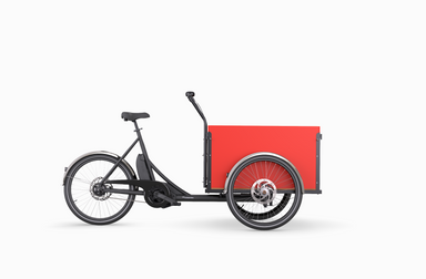 MidDrive Bike with straight red cargo box