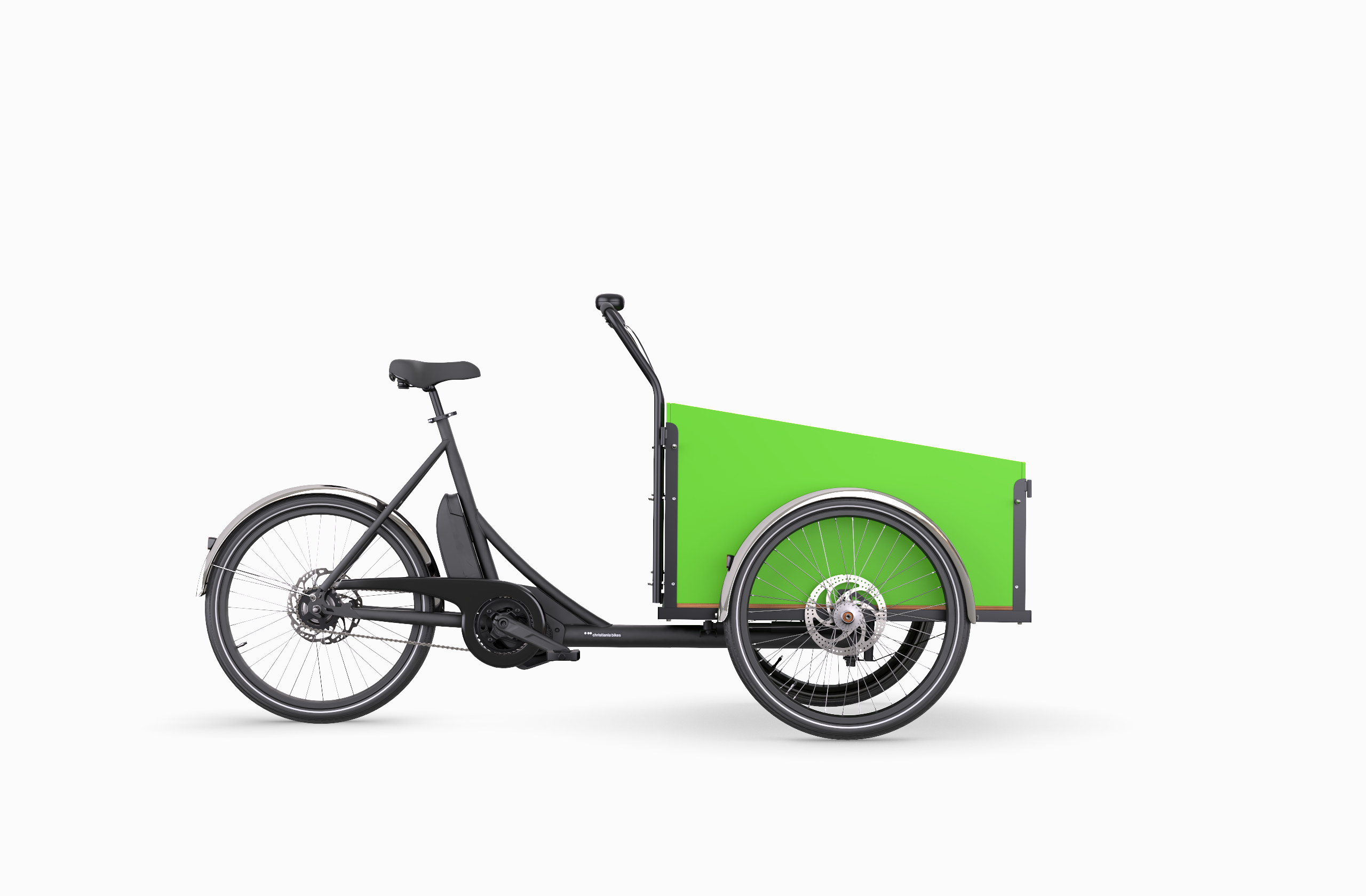 electric front load family trike with green box