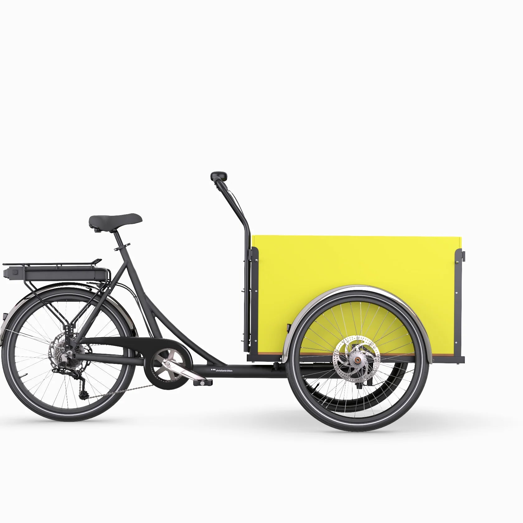 Classic Straight yellow Cargo Bike with rear drive