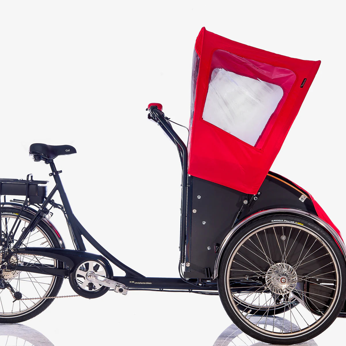 Rear Drive Model T Cargo Bike with Red hood