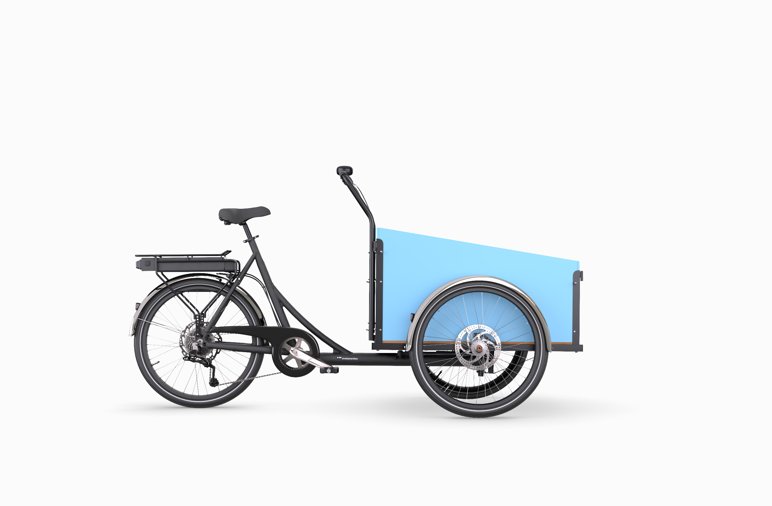 ebike trike with blue box for pets and families